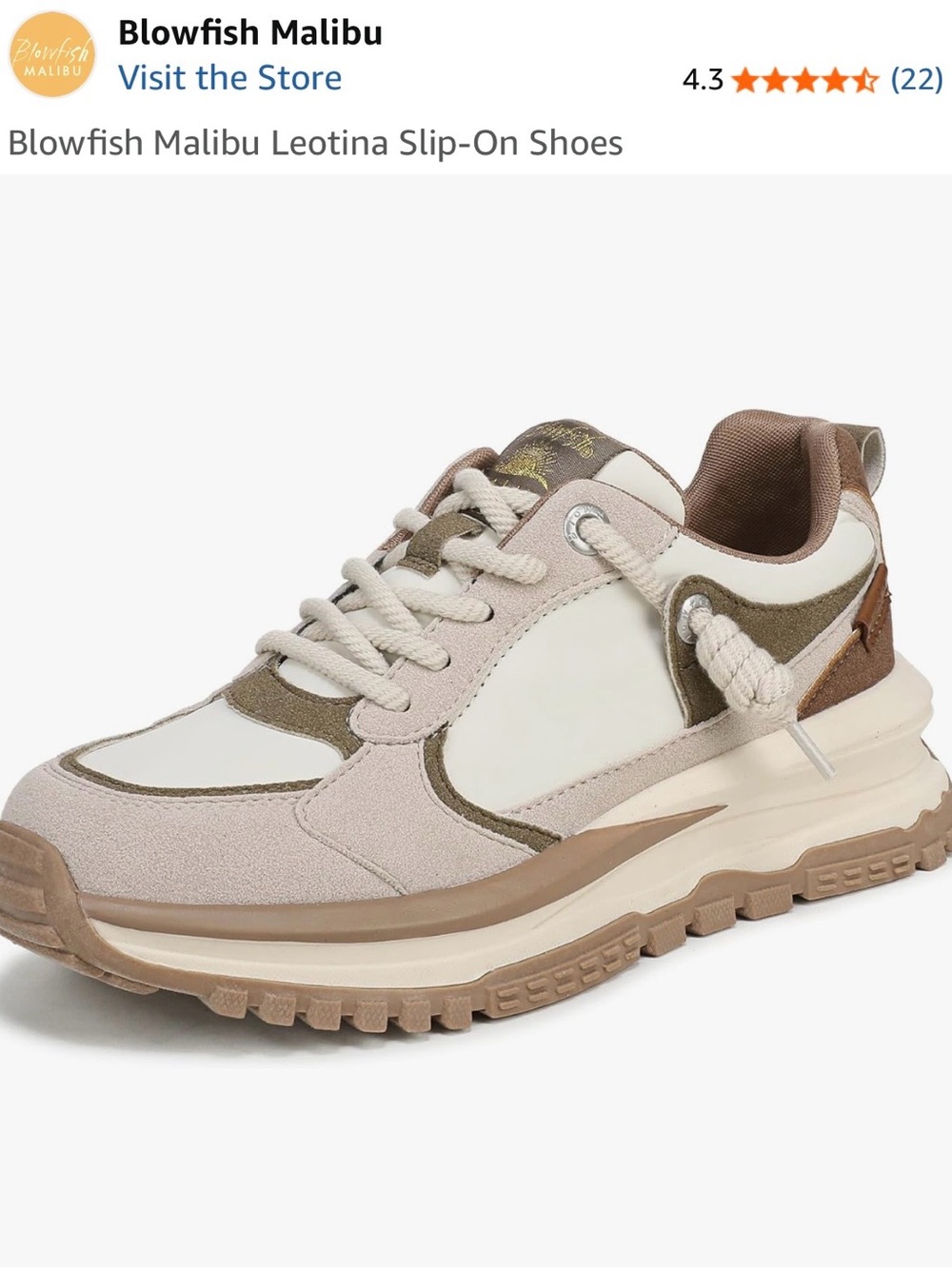 Blowfish Multi-Tone Lace-Up Platform Sneakers in Cream and Tan